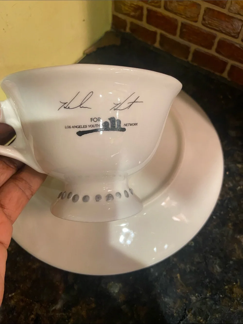 BAILEY Whimsical Winking LADY Face Ceramic Teacup ONLY SAUCER ONLY FOR DISPLAY